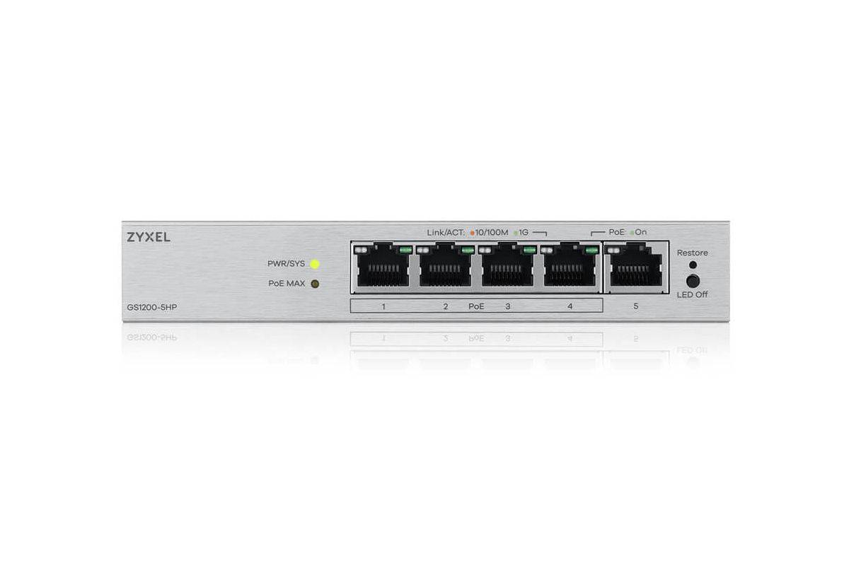 Zyxel GS1200-5HPV3 Managed L2 Gigabit Ethernet (10/100/1000) Power over Ethernet (PoE) Desktop Grijs-1