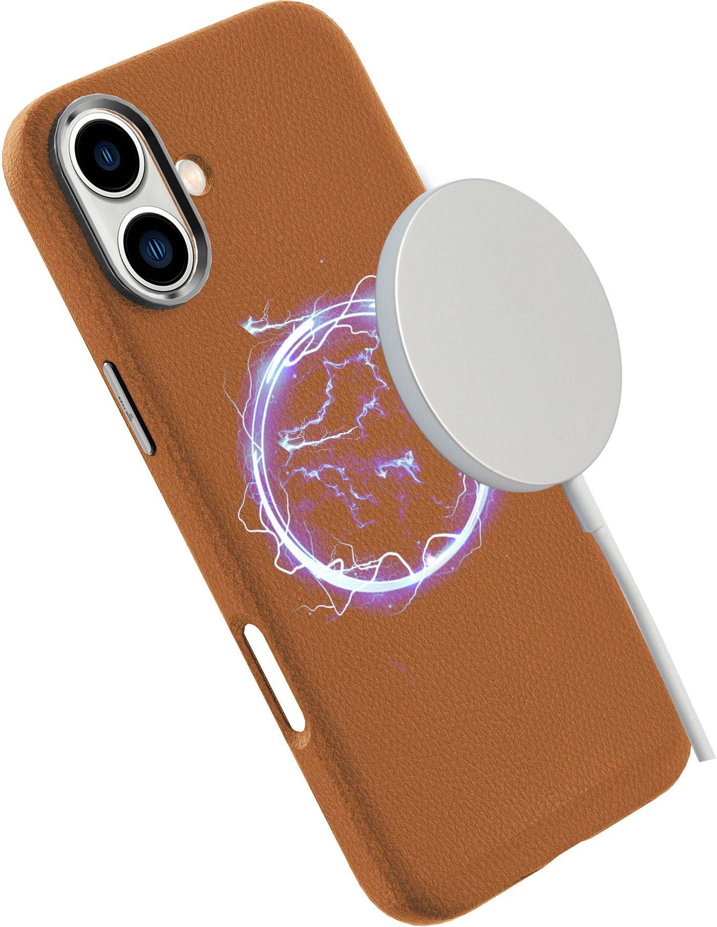 eStuff INFINITE (GRS) VENICE iPhone 16 bruine lederen magnetische-3