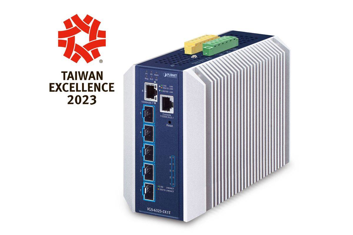 PLANET Industriële Layer 3 5-poorts beheerde L3 10G Ethernet (100/1000/10000) aluminium, blauw-0