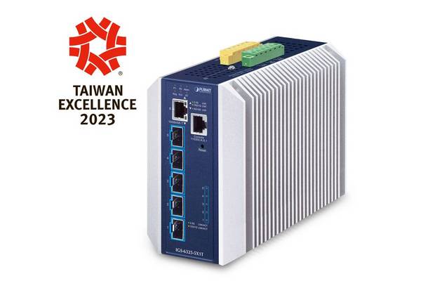PLANET Industriële Layer 3 5-poorts beheerde L3 10G Ethernet (100/1000/10000) aluminium, blauw
