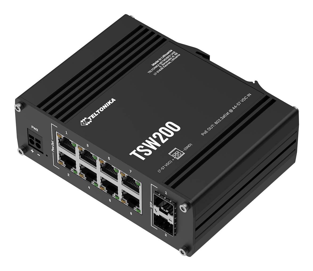 Teltonika Networks onbeheerd, 8x RJ-45, 2x SFP, PoE+, IP30-2