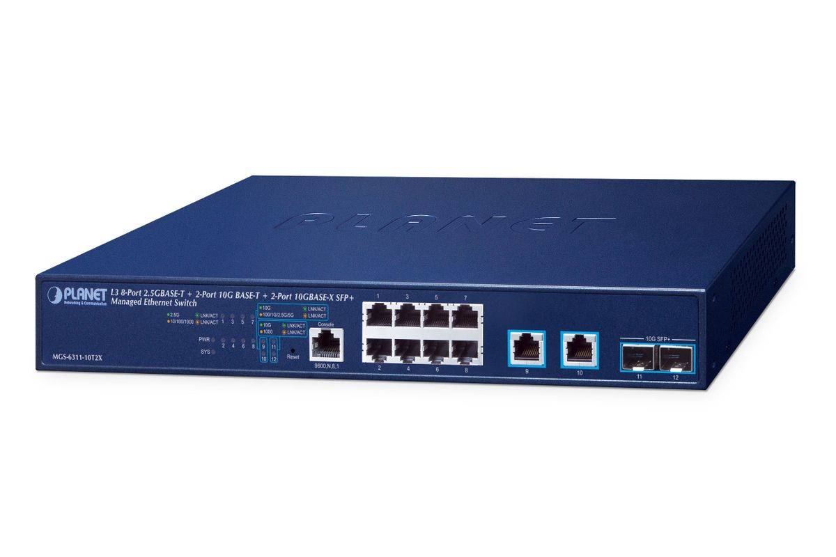 PLANET Layer 3 8-poorts 2.5GBASE-T + beheerde L3 10G Ethernet (100/1000/10000) 1U Blauw-0