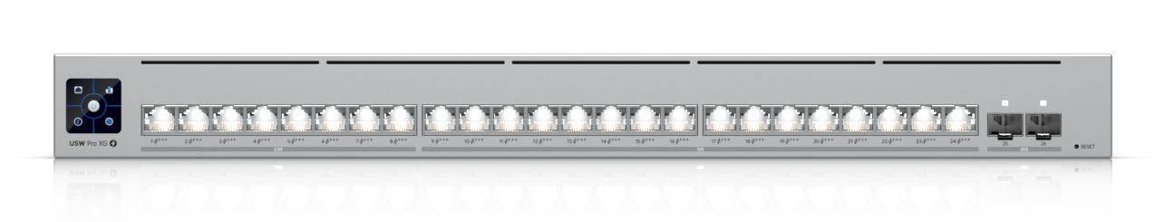 Professionele Ubiquiti Layer 3 Etherlighting™ PoE+++ switch met 24 poorten, voorzien van (16) 10 GbE-, (8) 2,5 GbE- en (-3