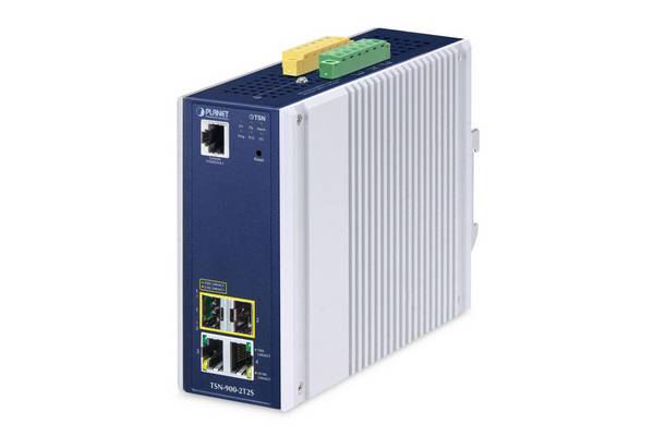 PLANET IP30 DIN-rail industriële netwerkmediaconverter van aluminium, blauw
