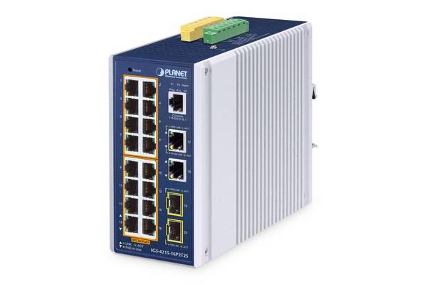 PLANET IP30 Industriële L2/L4 16-poorts beheerde L2/L4 Gigabit Ethernet (10/100/1000) Power over Ethernet (PoE) Aluminiu
