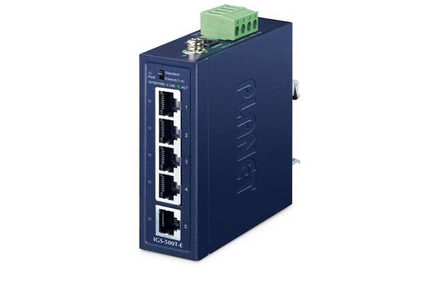 PLANET IGS-500T-E netwerkswitch, onbeheerd Gigabit Ethernet (10/100/1000), blauw