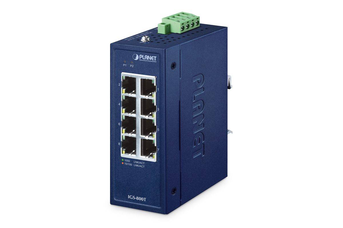 PLANET IP30 Compact formaat 8-poorts IGS-800T onbeheerde Gigabit Ethernet (10/100/1000) blauw-0