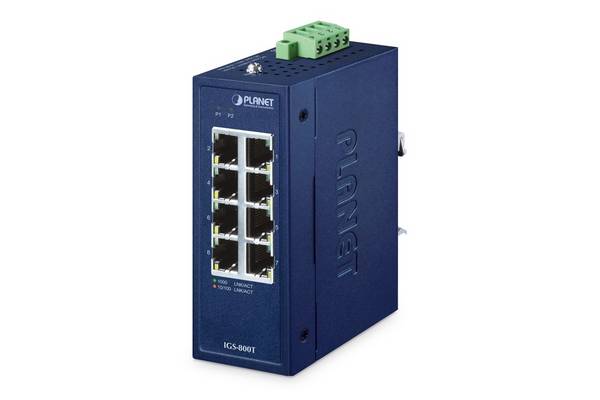 PLANET IP30 Compact formaat 8-poorts IGS-800T onbeheerde Gigabit Ethernet (10/100/1000) blauw