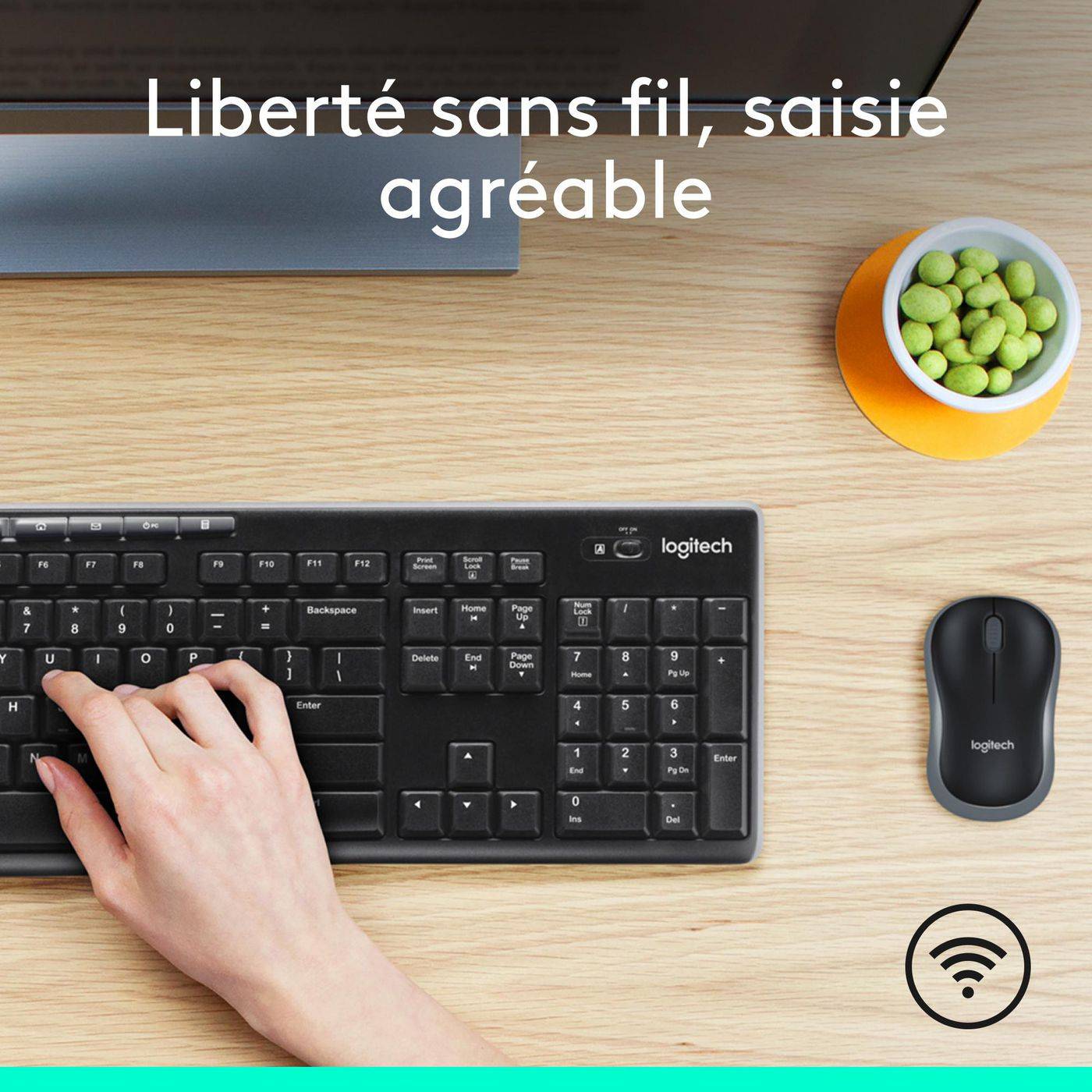 Symboolafbeelding voor Logitech Wireless Combo MK270 Set met toetsenbord en muis USB Multimediatoetsen AZERTY, Frans Zwart