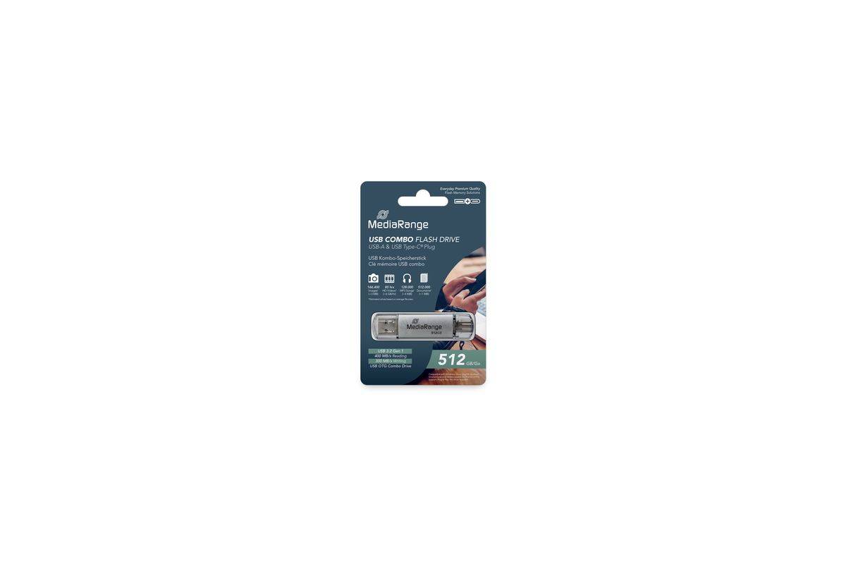 MediaRange MR940-1 USB-flashdrive 512 GB USB Type-A / USB Type-C 3.2 Gen 1 (3.1 Gen 1) Zilver-2
