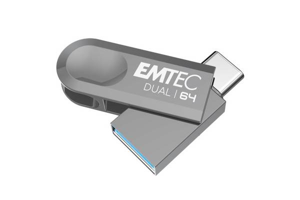 Emtec D280 Dual USB-flashdrive 64 GB USB Type-A / USB Type-C 3.2 Gen 1 (3.1 Gen 1) Zilver