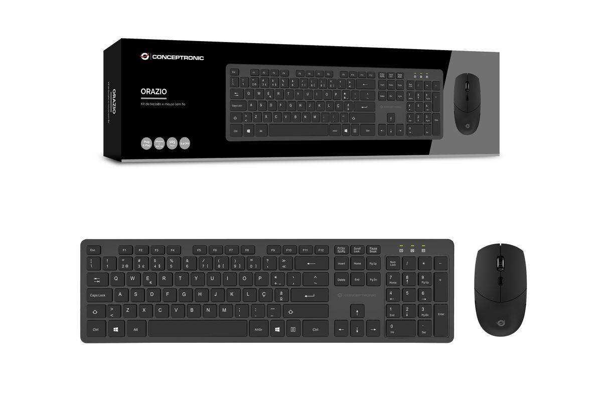 Conceptronic ORAZIO01PT toetsenbord Inclusief muis Kantoor RF Draadloos QWERTY Portugees Zwart-2