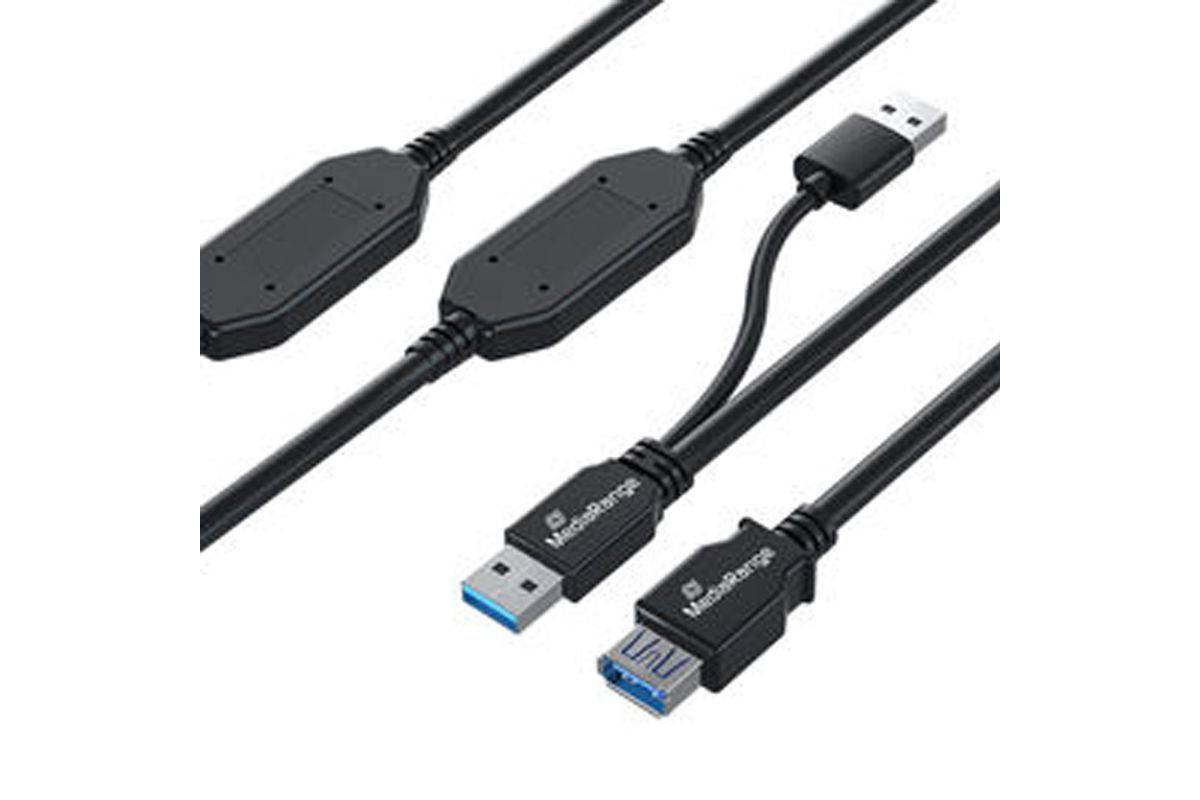 MediaRange MRCS244 USB-kabel USB 3.2 Gen 1 (3.1 Gen 1) 15 m 2 x USB A USB A Zwart