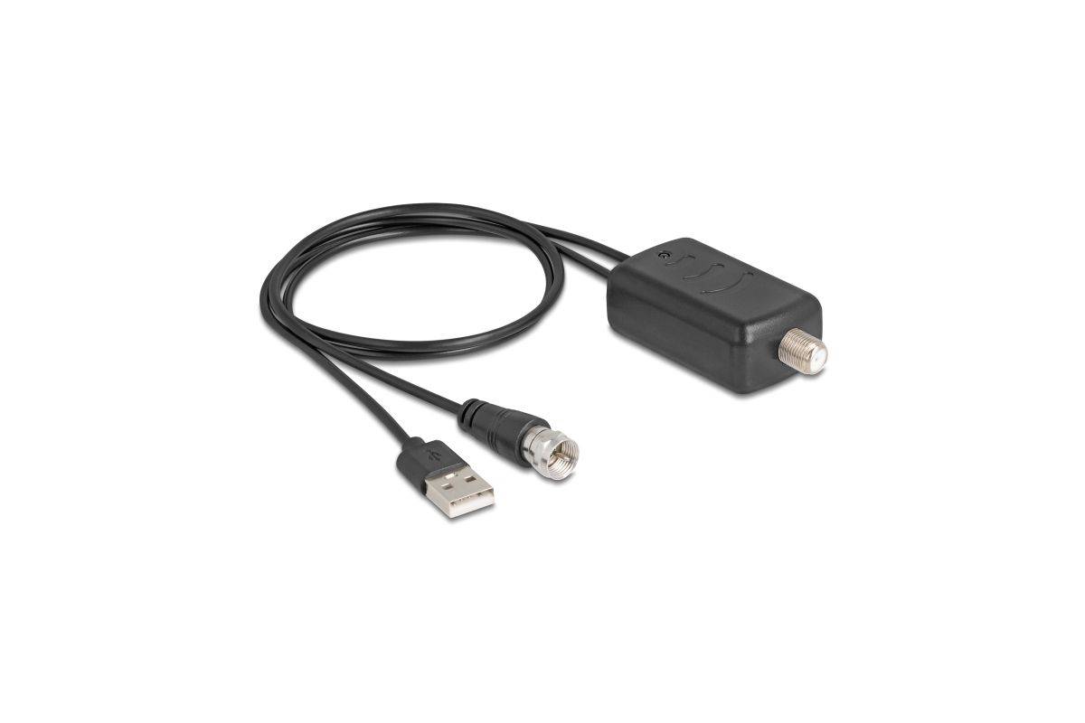 Delock DAB+ DVB-T2 Antenna F plug 5 - 25 dB active omnidirectional black adhesive mounting-1