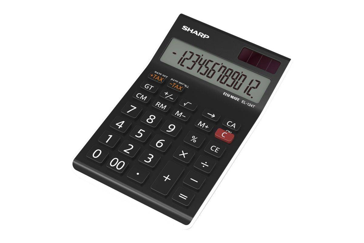 Sharp desktop rekenmachine display EL-124 TWH Zonne-energie/Batterij-0