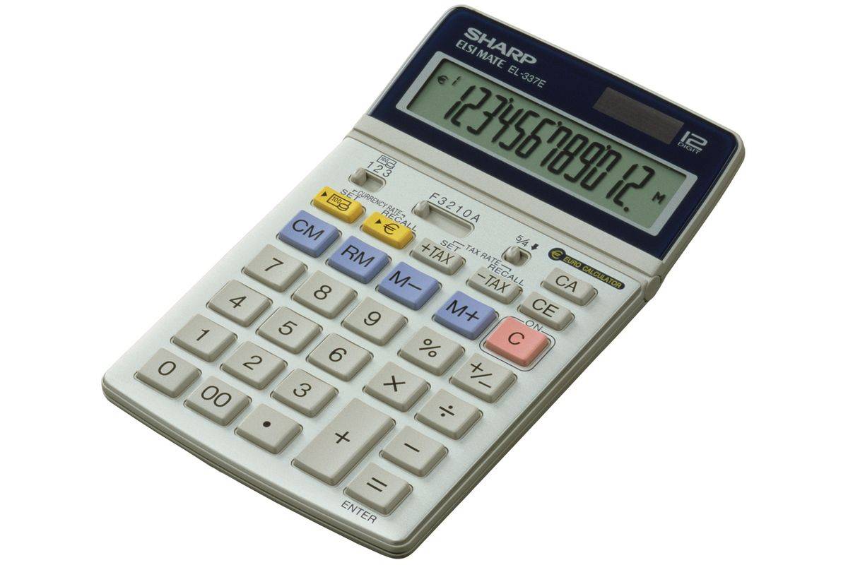 Sharp EL-337 C Desktoprekenmachine met zonne-energie/batterijdisplay-0