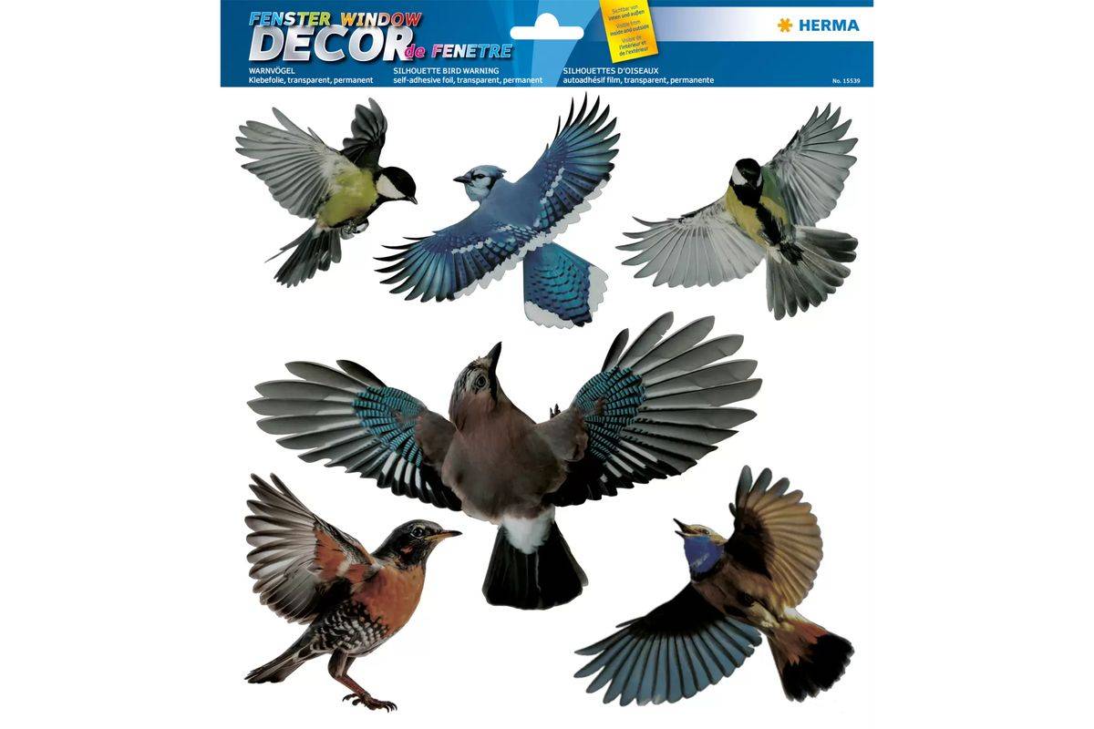 HERMA Raamdecoratie Waarschuwingsvogels Kleurrijk 30x30cm-0