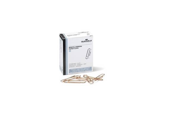 Duurzame paperclips 50 mm, kopergeplateerd, 100 stuks