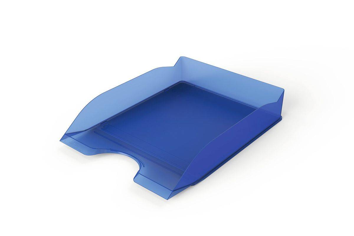 Duurzame, stapelbare brievenbakken voor A4-C4-formaat, blauw transparant.-0