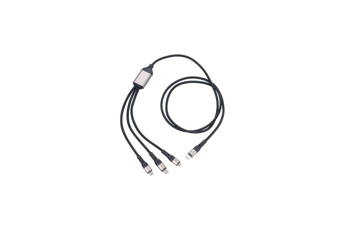 TROIKA TRIDENT PRO USB-kabel 1,2 m USB C USB C/Micro USB-A/Lightning Zwart, Grijs-0