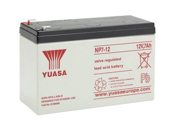 YUASA ACCU-HP7-12/Y Accu: zuur/lood; 12V; 7Ah; AGM; onderhoudsvrij; Uitg: connectoren - 1 stuk