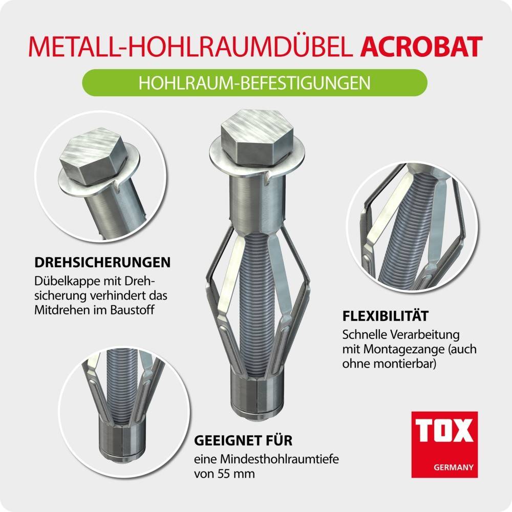 15 Stk. TOX-Dübel-Techn. Metall-Hohlraumdübel A-0