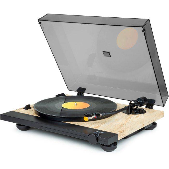 THOMSON TT702 Draaitafel - 33 en 45 RPM - Audio Technica AT91 Cartridge - Hout en Zwart-2