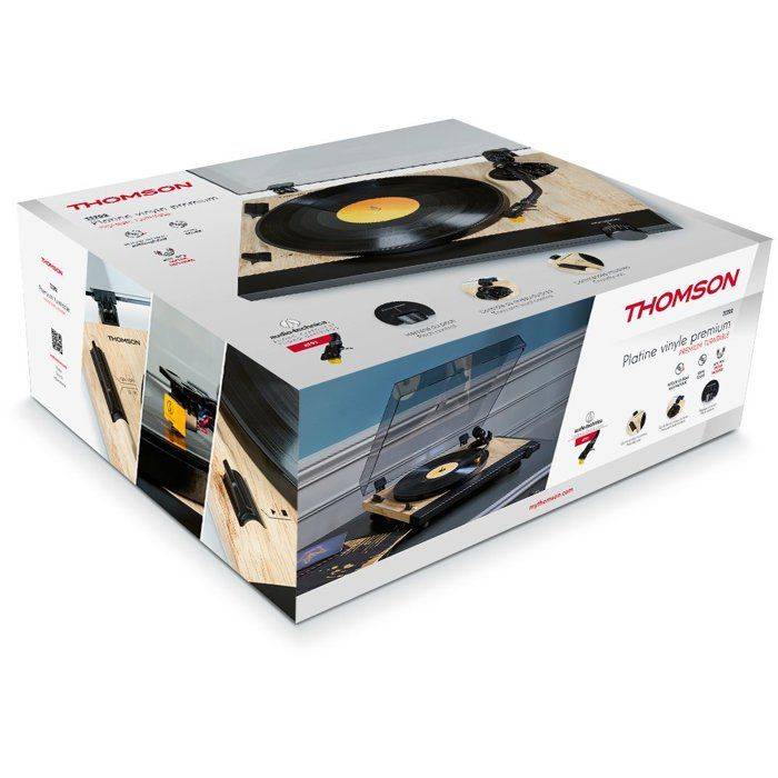 THOMSON TT702 Draaitafel - 33 en 45 RPM - Audio Technica AT91 Cartridge - Hout en Zwart-3