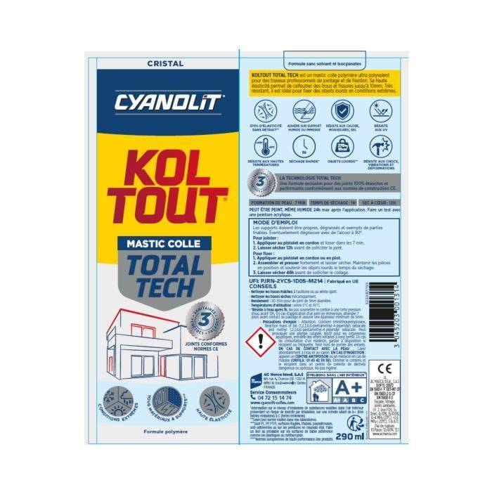 CYANOLIT Total tech Crystal Lijm - 290 ml Cartridge - Transparant - Multi-materiaal en Flexibel-1