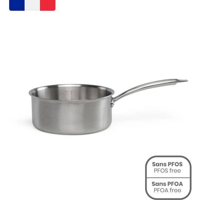 LIVOO MEP160 18 cm Brigade RVS Steelpan - Drievoudig RVS - Geschikt voor Alle Fornuizen, Inclusief Inductie - Gemaakt in-0