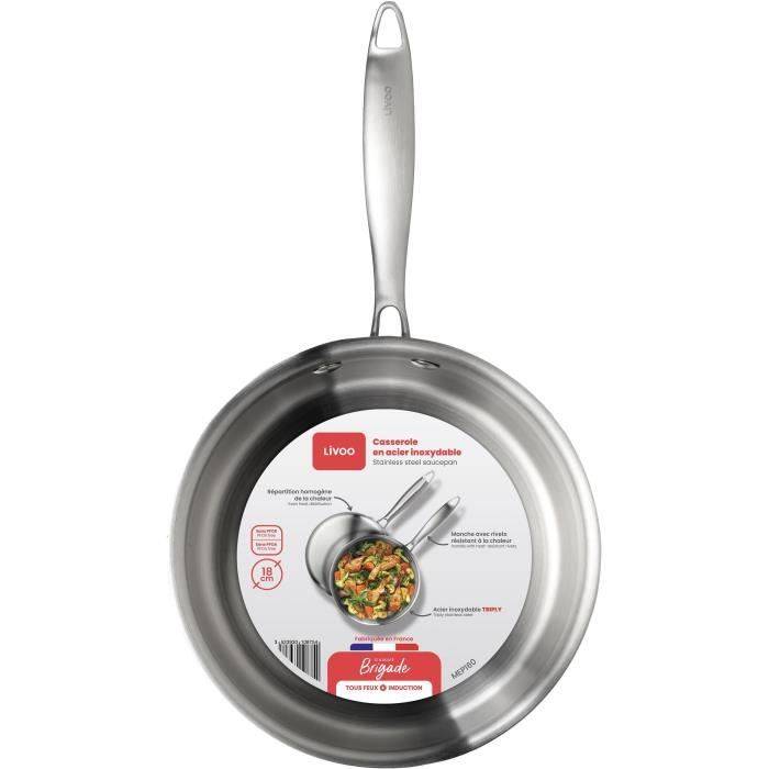 LIVOO MEP160 18 cm Brigade RVS Steelpan - Drievoudig RVS - Geschikt voor Alle Fornuizen, Inclusief Inductie - Gemaakt in-4