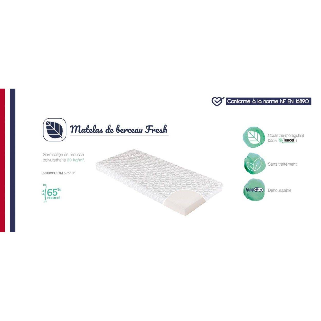CANDIDE Fresh Crib Matras - 50 x 83 x 5 cm - Ideaal voor Co-sleeping 50x83x5cm-2