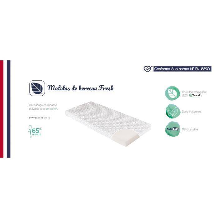 CANDIDE Fresh Crib Matras - 50 x 83 x 5 cm - Ideaal voor Co-sleeping 50x83x5cm-4