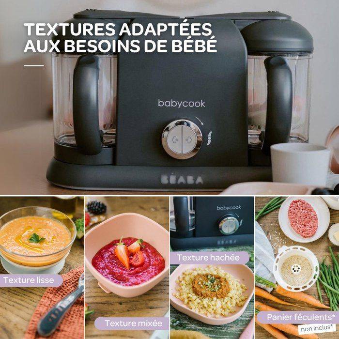BÉABA - Babycook Duo - 6-in-1 Voedingsprocessor Pack + Siliconen Lepels - Donkergrijs-3