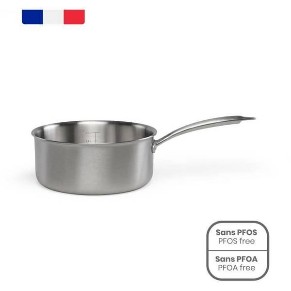 LIVOO 20 cm Brigade RVS Steelpan - MEP161 - Triply RVS - Geschikt voor Alle Kookplaten, Inclusief Inductie - Gemaakt in