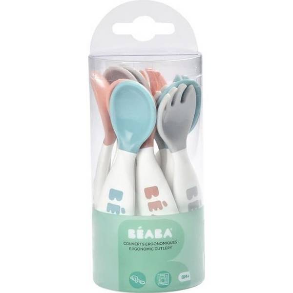 BEABA Ergonomisch Eerste Bestekset - 6 Lepels en 4 Vorken - Voor Baby's