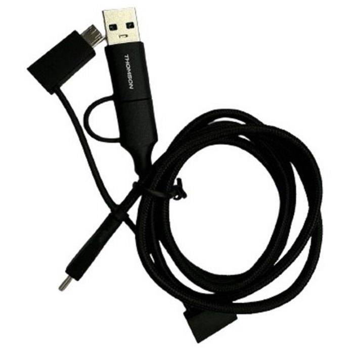 THOMSON 5-in-1 Universele Oplaad- en Gegevensoverdrachtkabel, Versterkt USB-A/USB-C naar Micro USB-C/Lightning, 2,4A 60W-0