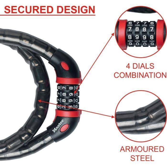 Master Lock Fiets Antidiefstal Kabel - 8226EURDPRO - Ideaal voor Fietsen en Apparatuur-2