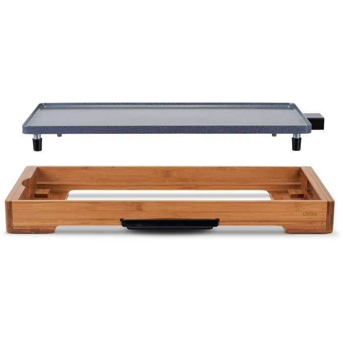 LIVOO Bamboe Grillplaat - DOC322 - 2200W - Verwijderbare Gietaluminium Plaat - Verstelbare Thermostaat-3