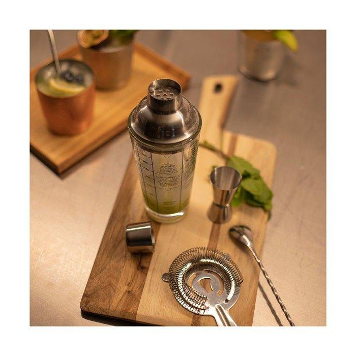 LIVOO Cocktailset - GS156 - 400 ml - RVS - 1 Shaker, 1 Jigger, 1 Lepel, 1 Zeef - Dubbele Graduaties-2