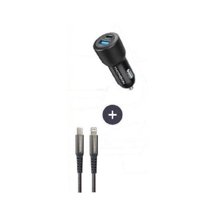 THOMSON Autolader en Kabelset - 12/24V 60W Autolader + Hoogwaardig 5A C naar L Kabel - 1,50 m-0