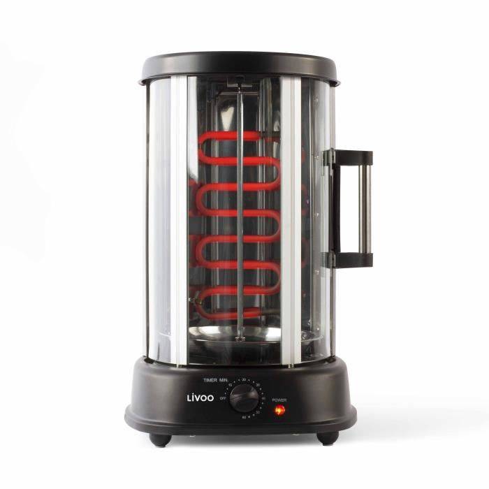 LIVOO DOM323 - Verticale Grill - 1500 W - Tot 2,5 kg - 1 Centrale Spit en 10 Spiesen van 23 cm - Timer-0