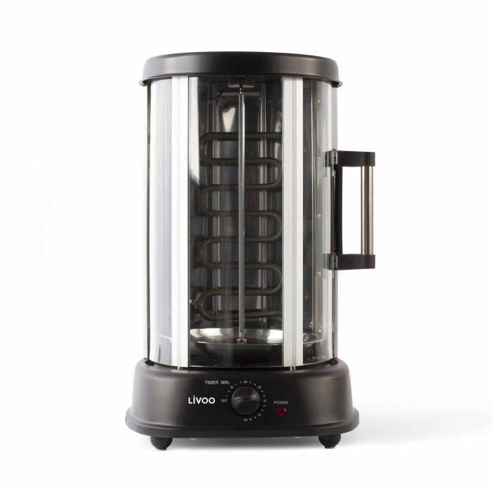 LIVOO DOM323 - Verticale Grill - 1500 W - Tot 2,5 kg - 1 Centrale Spit en 10 Spiesen van 23 cm - Timer-1