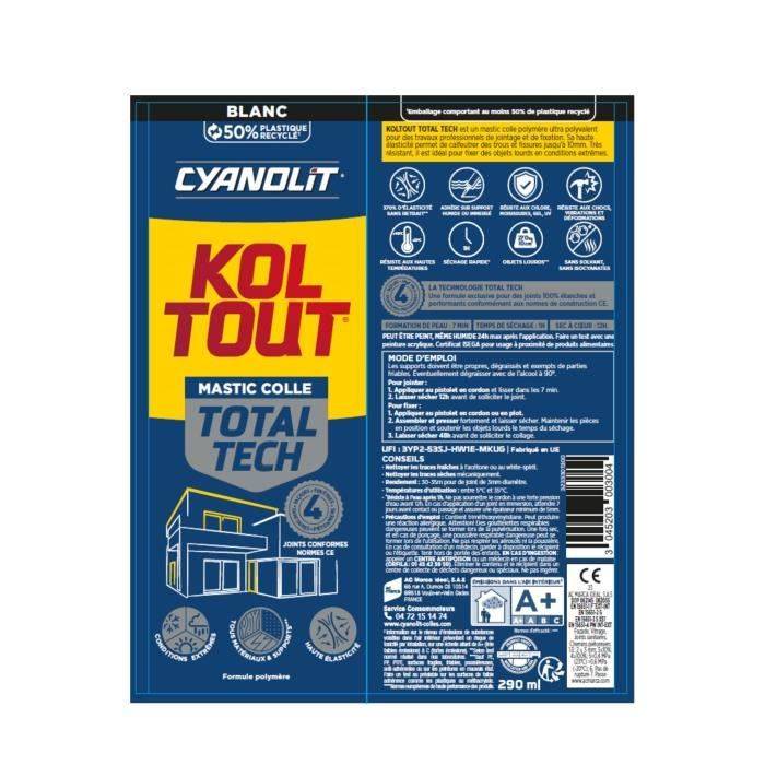 CYANOLIT Total tech Witte Lijm - 290 ml Cartridge - Multi-materiaal - Waterdicht en Flexibel-4
