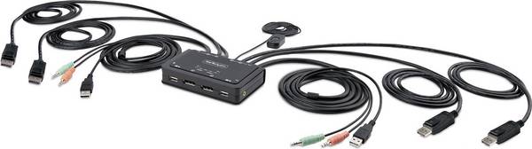 StarTech.com C2-DD46-UA2-CBL-KVM - 2-poorts Dual-Monitor DisplayPort Kabel KVM-Switch - 4K 60Hz - Compact Ontwerp