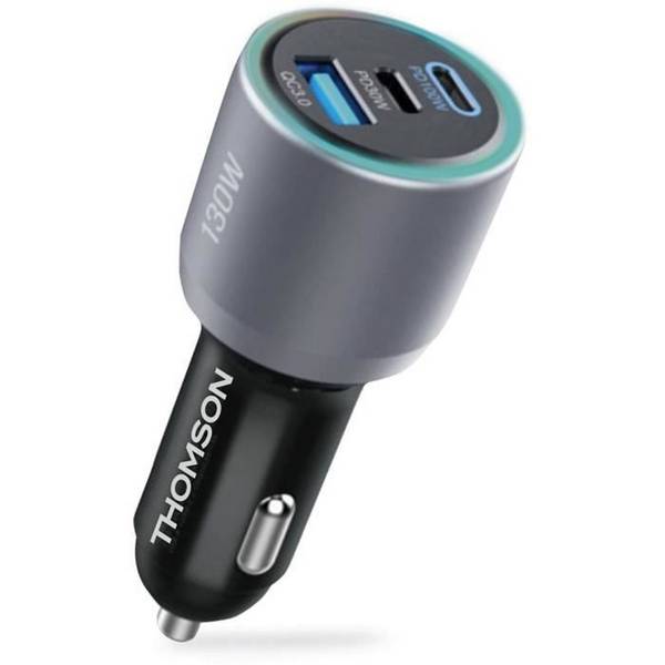 THOMSON Autolader - 12/24V - 130W - 2x USB-C PD 100W + PD 30W + USB-A QC 3.0 18W - GaN-technologie