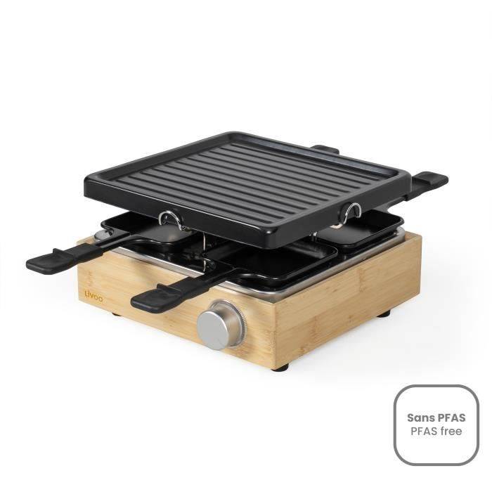 LIVOO Raclette Grill - DOC311 - 800W - Voor 4 Personen - Verwijderbare Antiaanbak Grillplaat - Verstelbare Thermostaat-0