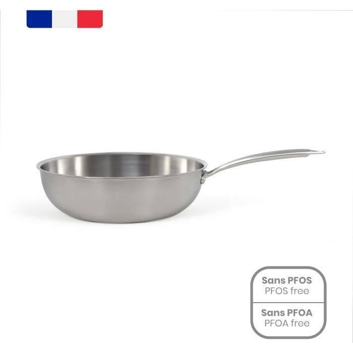 LIVOO Wok - MEP162 - RVS - Ø 28 cm - Geschikt voor alle kookplaten, inclusief inductie - Gemaakt in Frankrijk-0