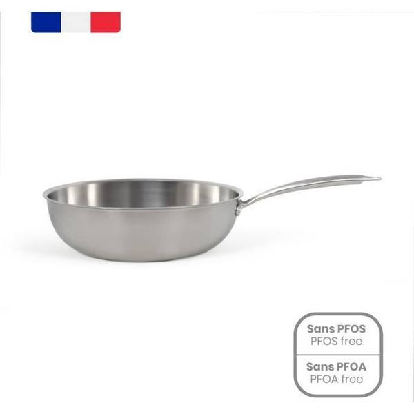 LIVOO Wok - MEP162 - RVS - Ø 28 cm - Geschikt voor alle kookplaten, inclusief inductie - Gemaakt in Frankrijk