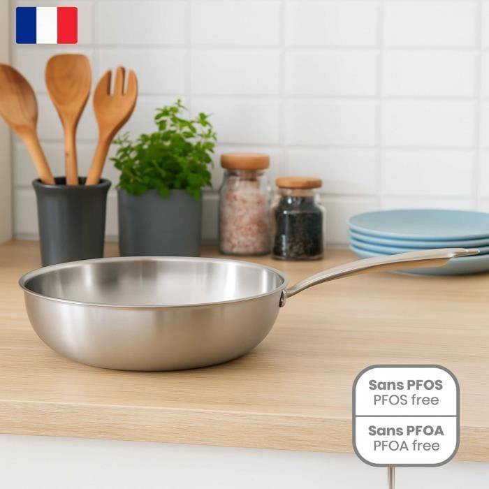 LIVOO Wok - MEP162 - RVS - Ø 28 cm - Geschikt voor alle kookplaten, inclusief inductie - Gemaakt in Frankrijk-1